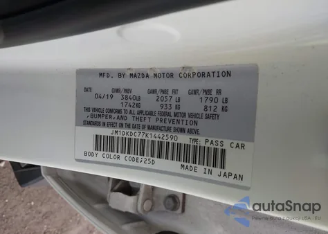 2019 Mazda Cx-3 Touring z USA, uszkodzony, nr VIN JM1DKDC77K1442590